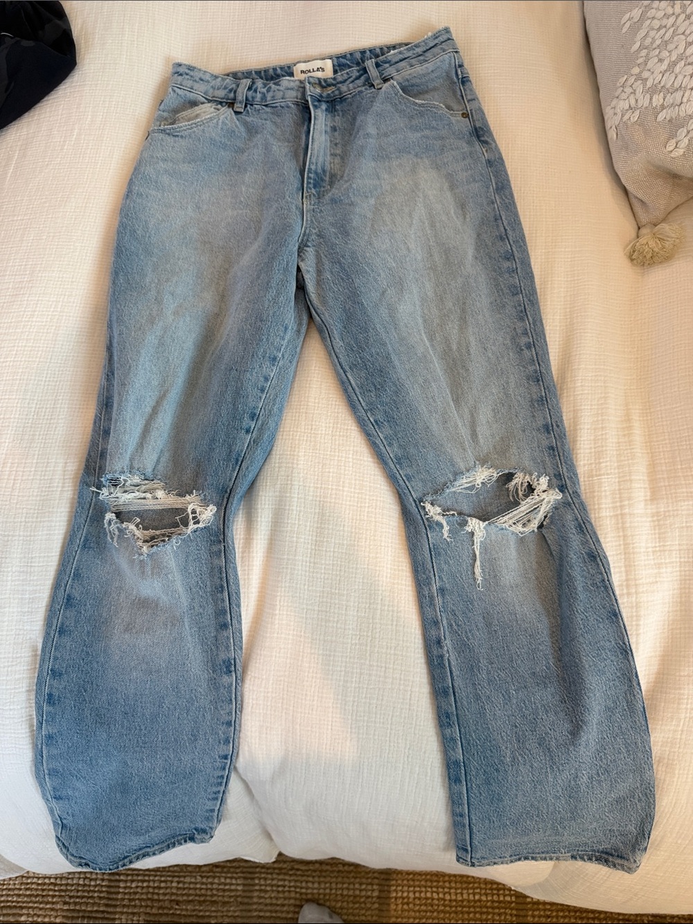 ROLLA'S Light Blue Distressed Boyfriend Jeans